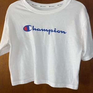 white champion cropped t-shirt